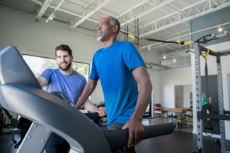 man on a treadmill in a clinic